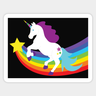 White Unicorn with Rainbow and Stars Sticker